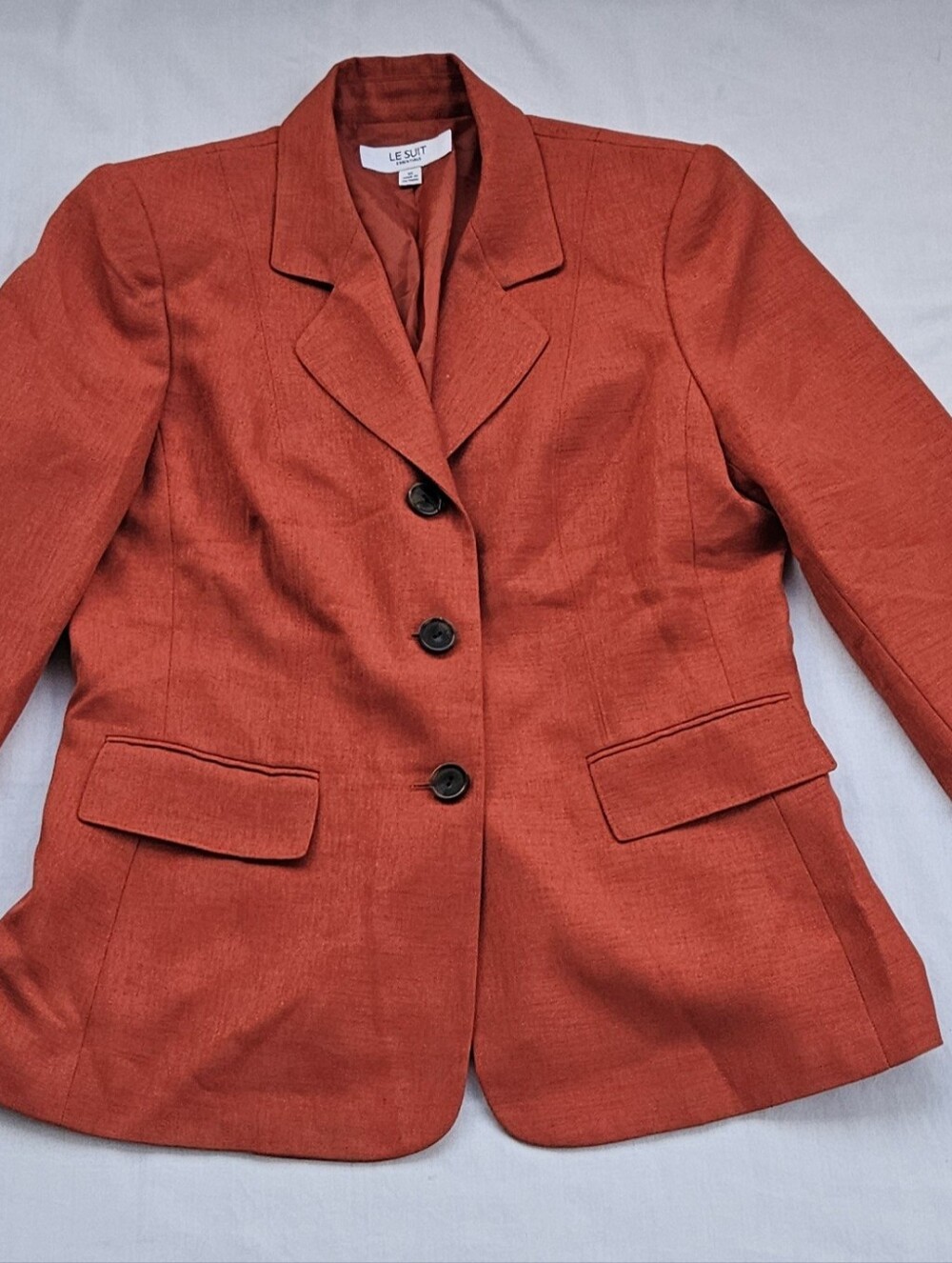 Le Suit Essentials Rust Orange Tailored Blazer Jacket Size 10